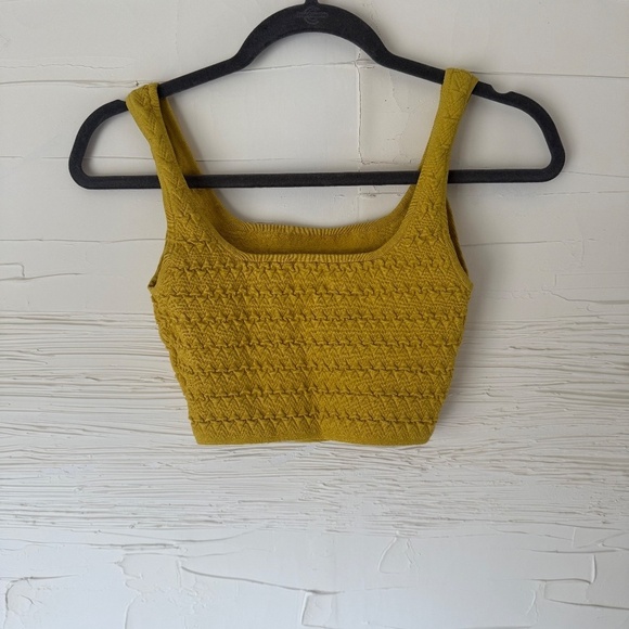 Aritzia Mustard Yellow Textured Crop Top - Picture 5 of 5